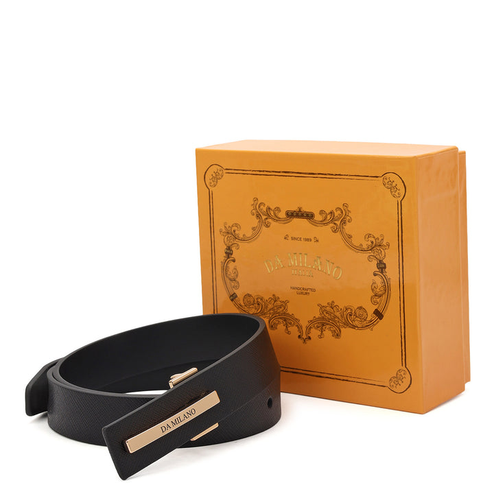 Formal Saffiano Leather Ladies Belt-Black