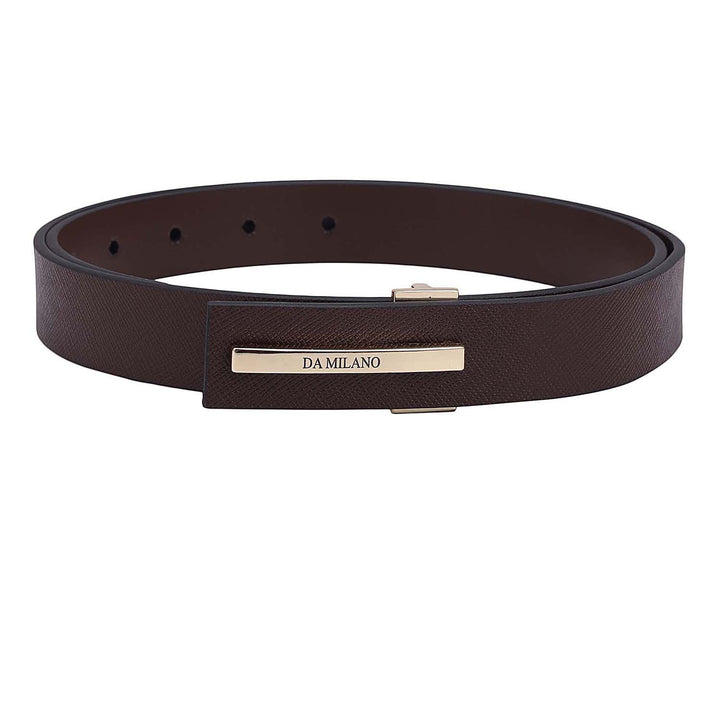 Formal Saffiano Leather Ladies Belt - Brown