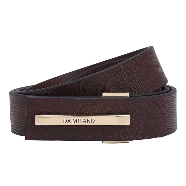Formal Saffiano Leather Ladies Belt - Brown