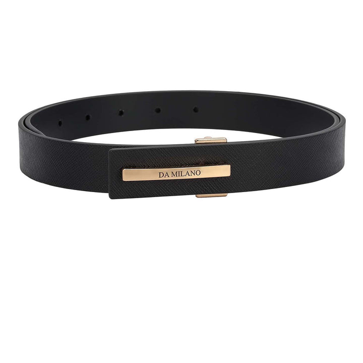 Formal Saffiano Leather Ladies Belt - Black