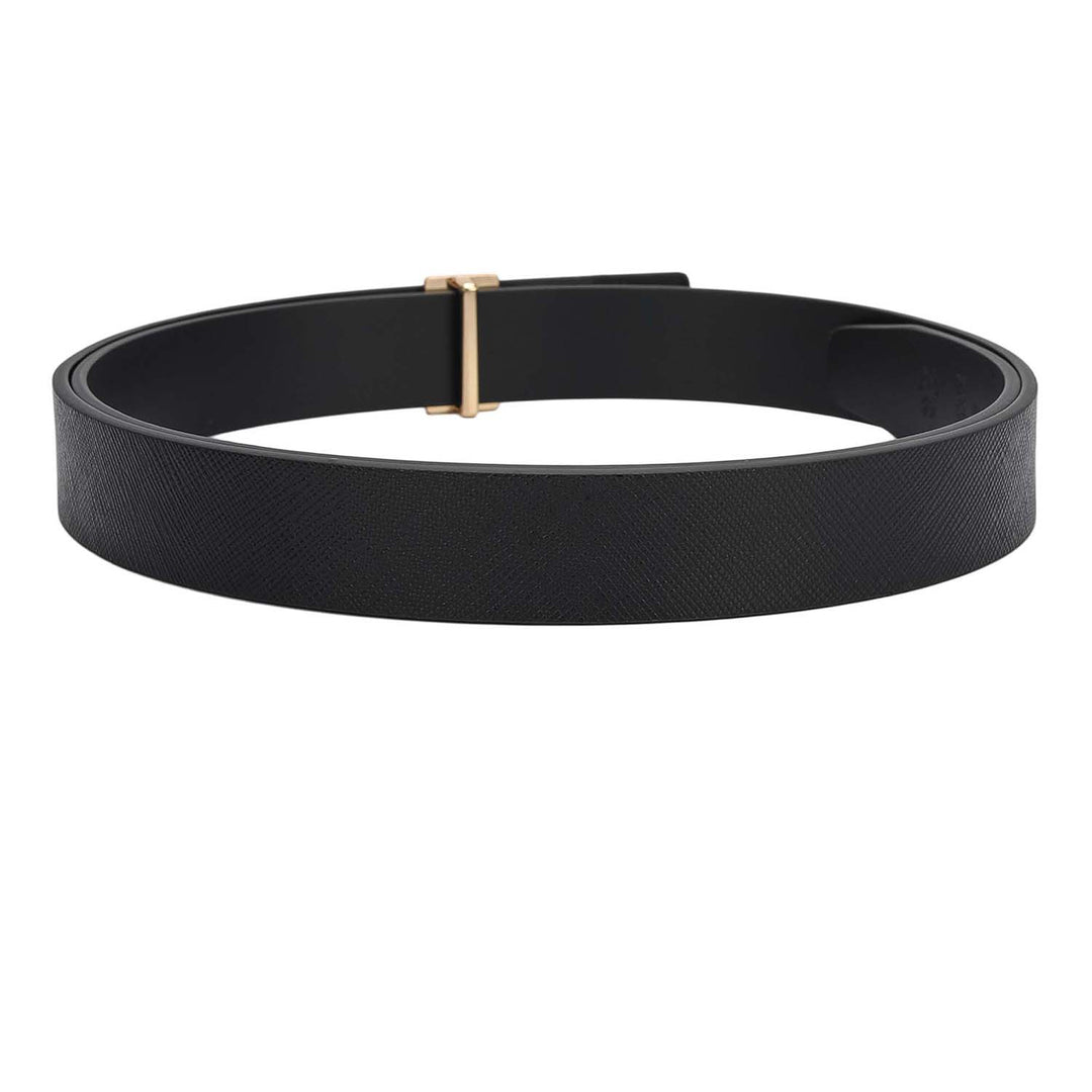 Formal Saffiano Leather Ladies Belt - Black