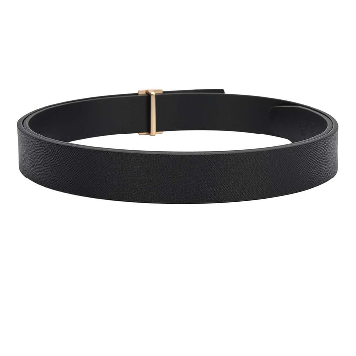 Formal Saffiano Leather Ladies Belt - Black