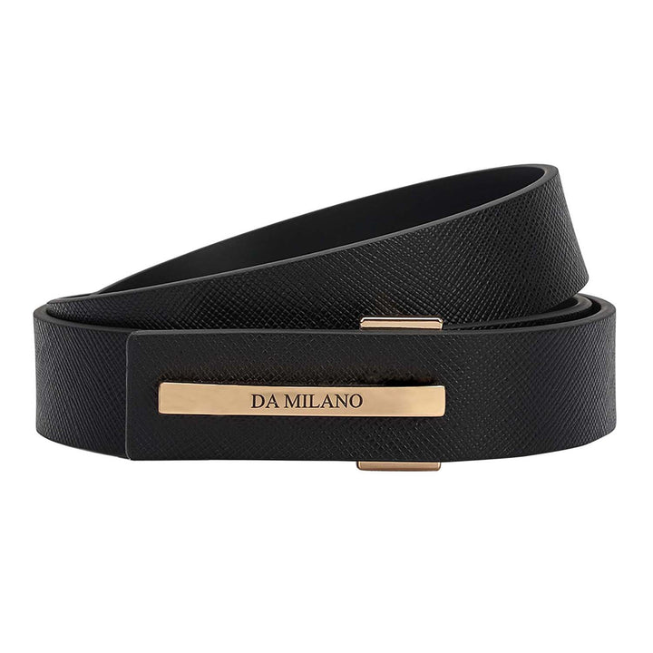 Formal Saffiano Leather Ladies Belt - Black