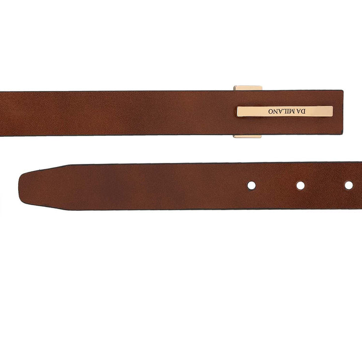 Formal Plain Leather Ladies Belt - Cognac