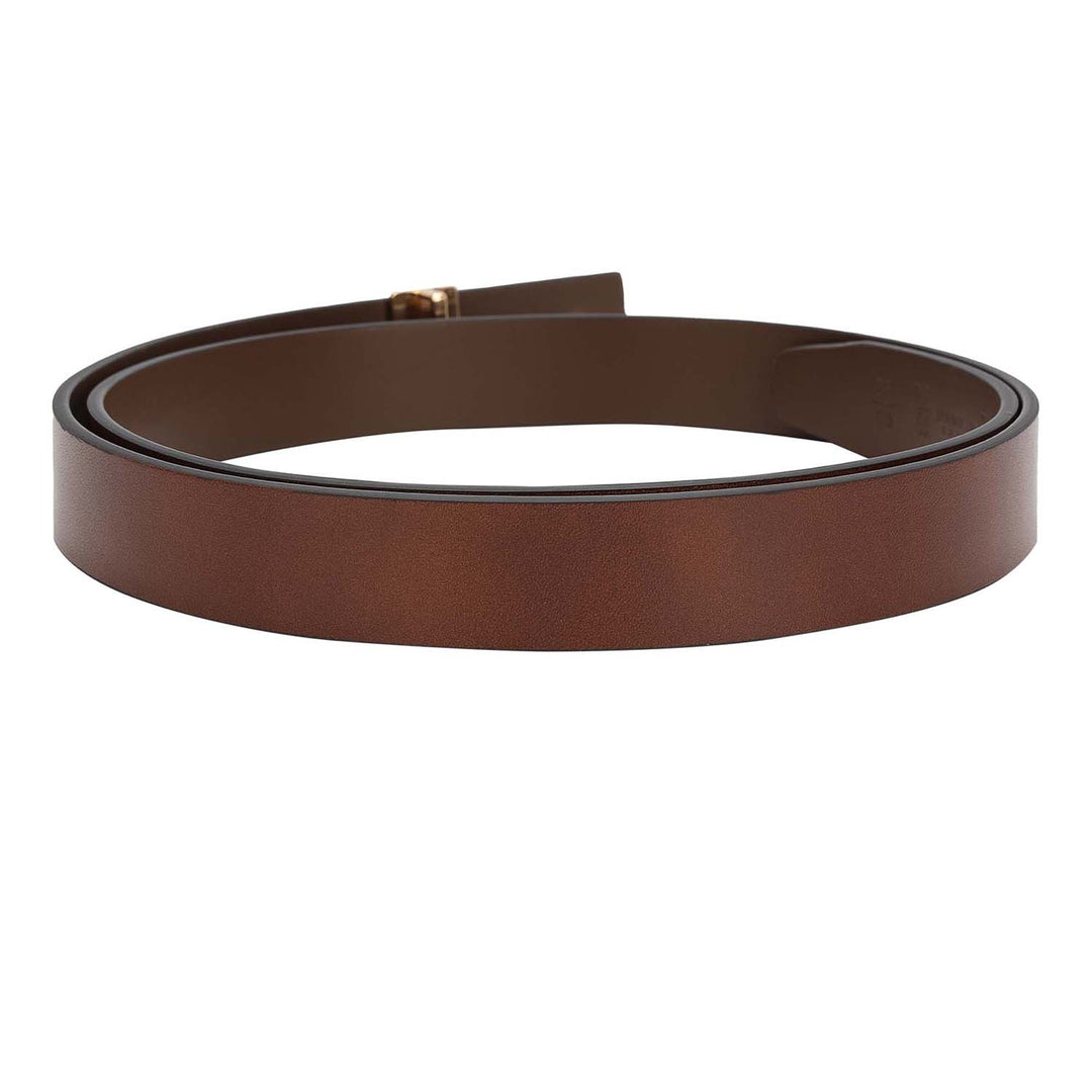 Formal Plain Leather Ladies Belt - Cognac