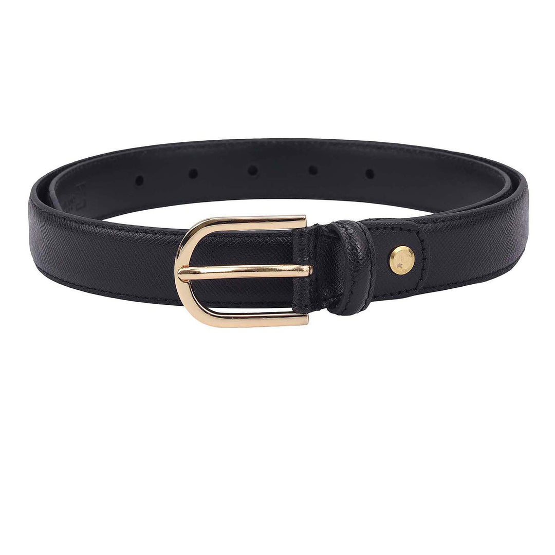 Formal Plain Leather Ladies Belt - Black