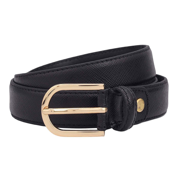 Formal Plain Leather Ladies Belt - Black