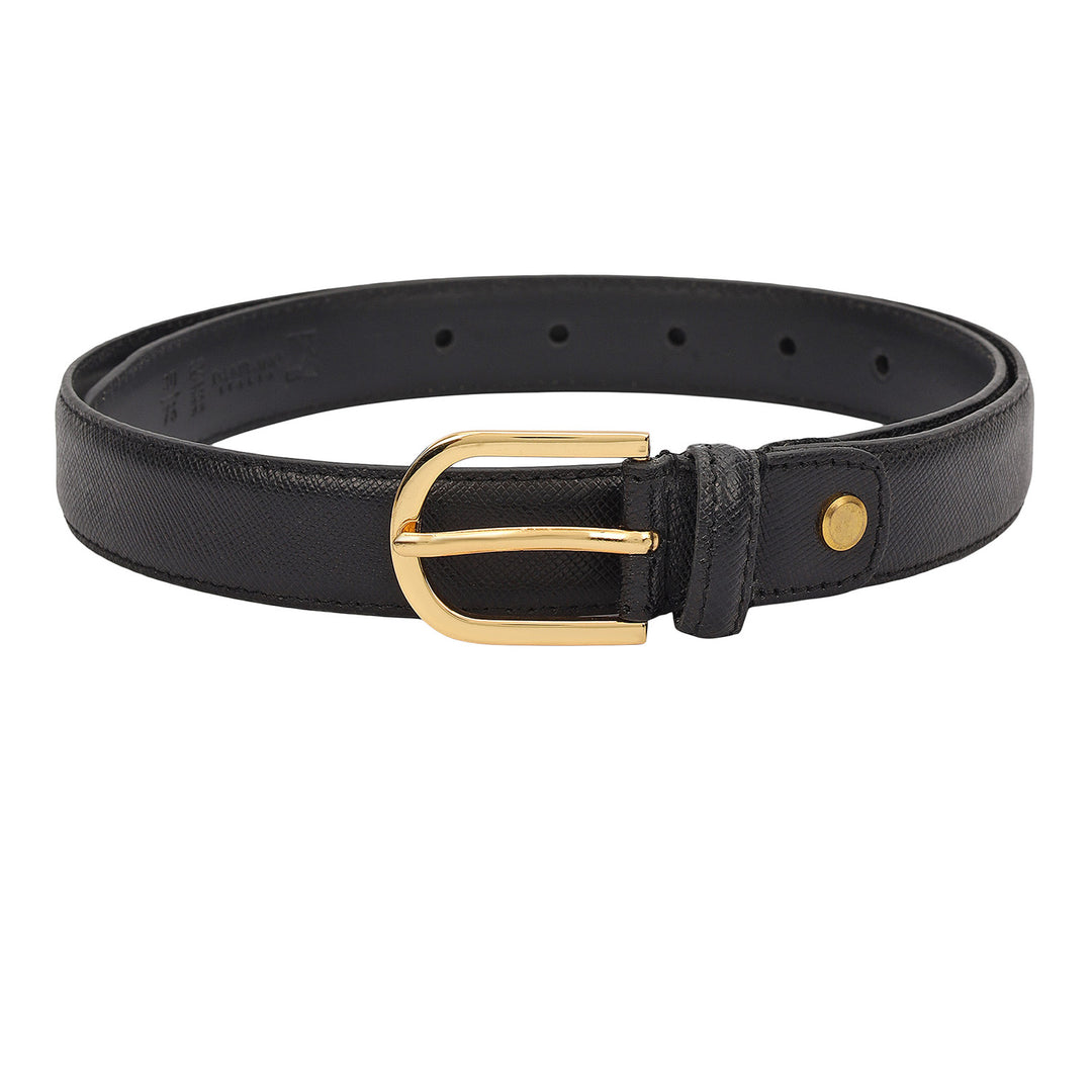 Formal Saffiano Leather Ladies Belt-Black