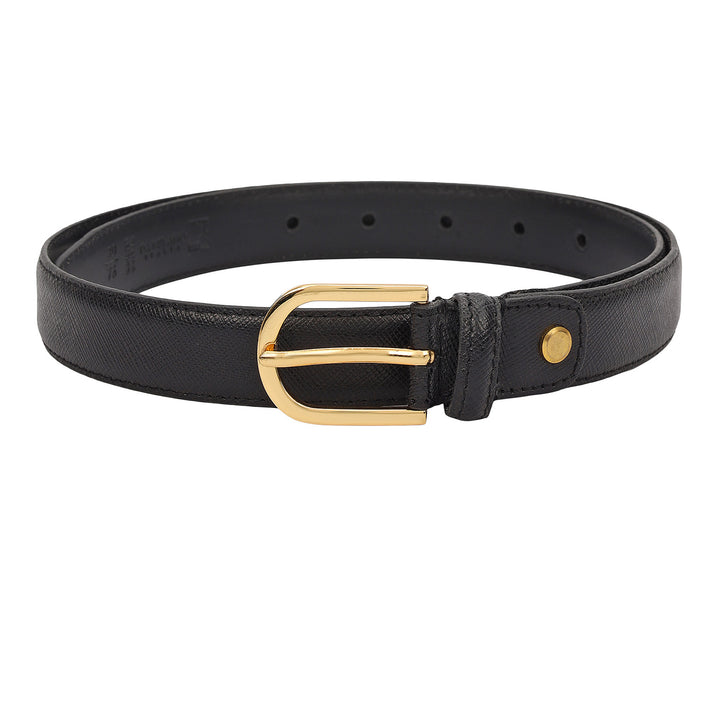 Formal Saffiano Leather Ladies Belt-Black