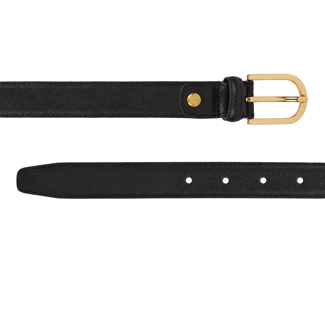 Formal Saffiano Leather Ladies Belt-Black