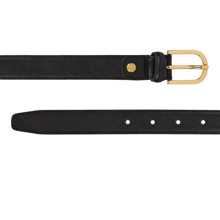 Formal Saffiano Leather Ladies Belt-Black