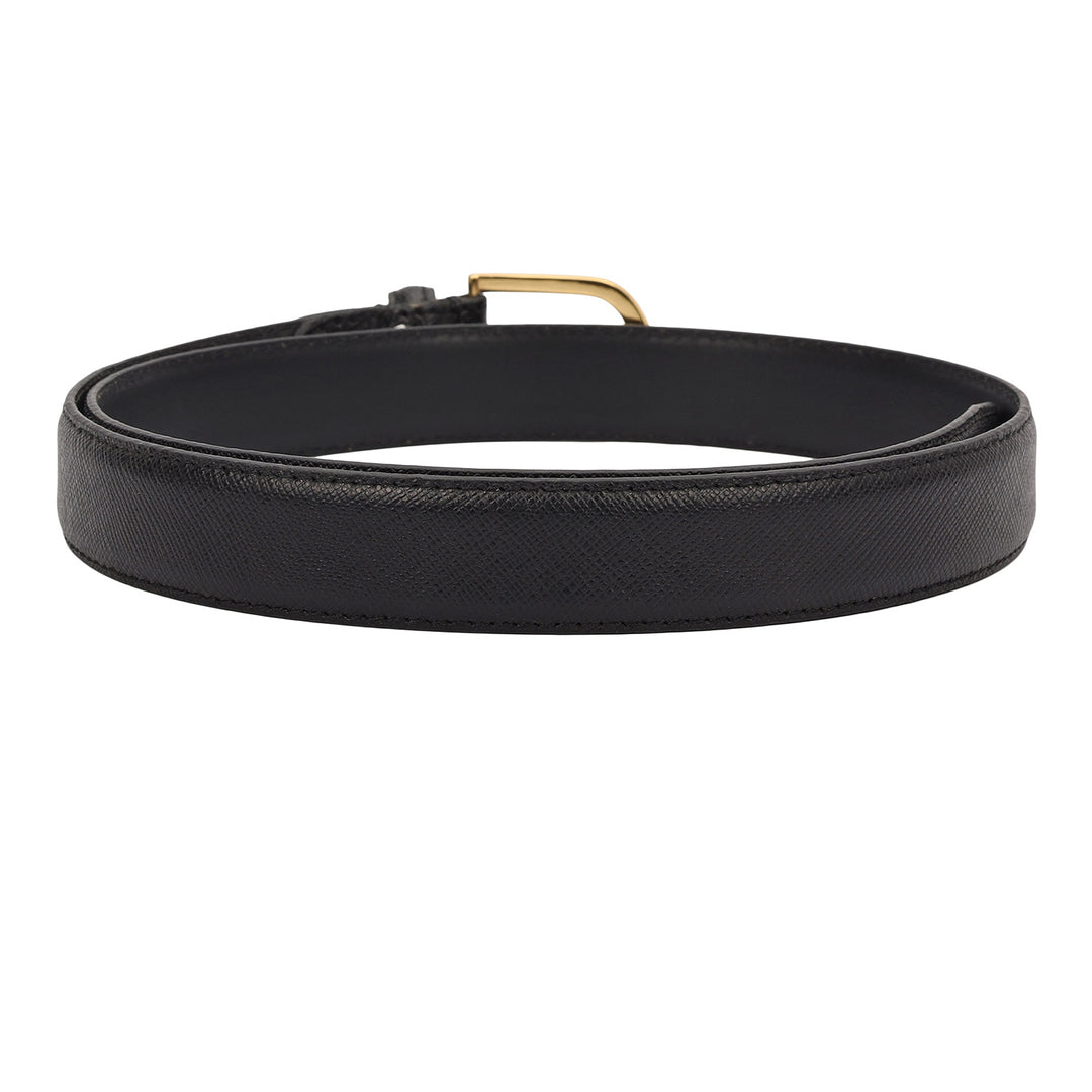 Formal Saffiano Leather Ladies Belt-Black