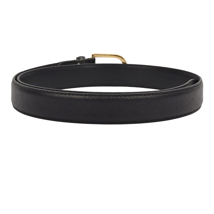 Formal Saffiano Leather Ladies Belt-Black