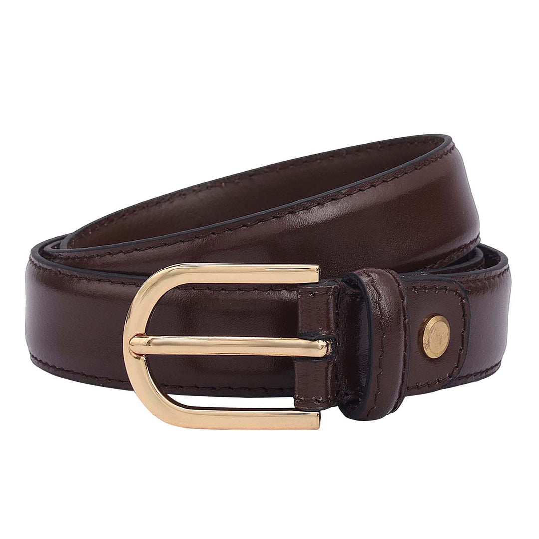 Casual Plain Leather Ladies Belt - Brown