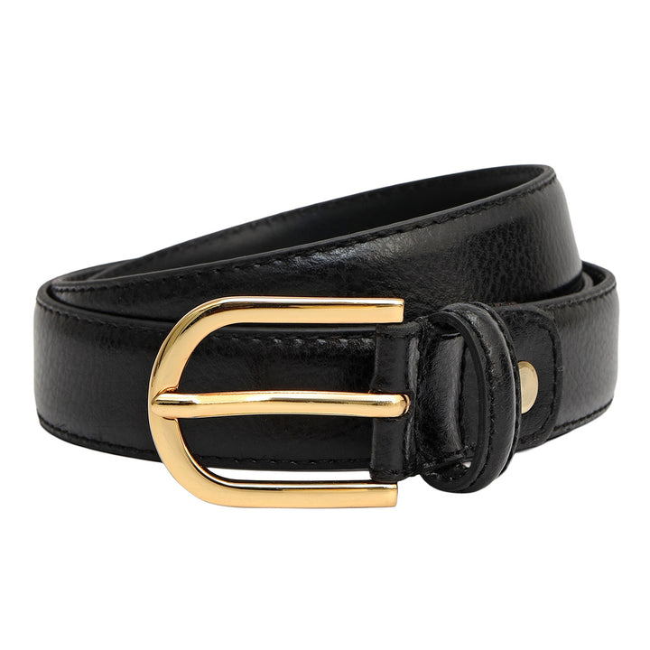 Formal Wax Leather Ladies Belt - Black