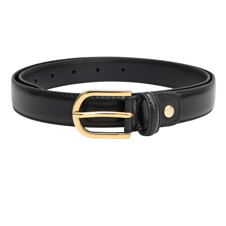Casual Wax Leather Ladies Belt - Black
