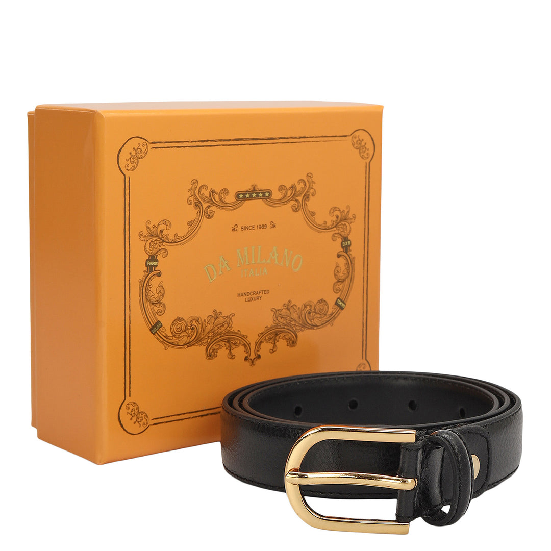 Formal Wax Leather Ladies Belt - Black