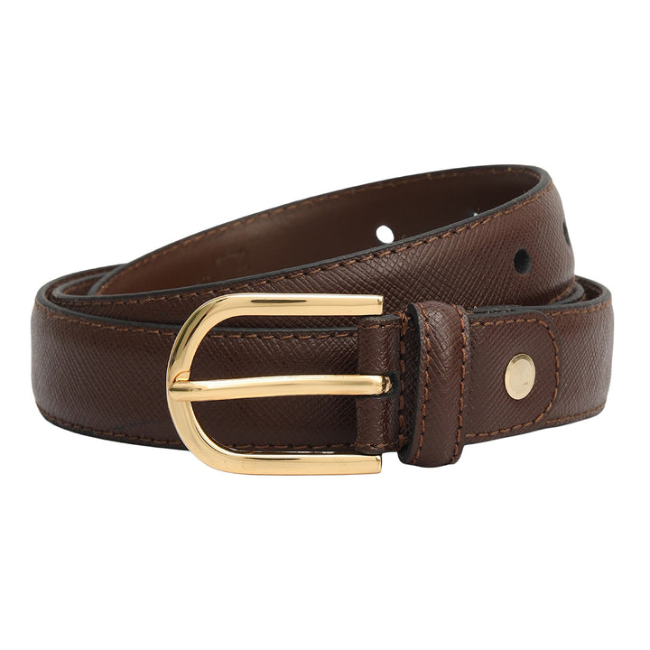Casual Saffiano Leather Ladies Belt - Brown