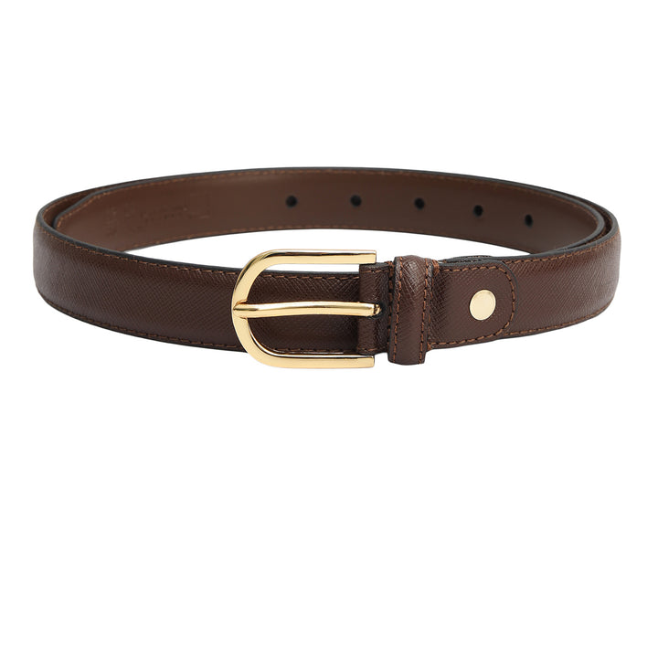 Casual Saffiano Leather Ladies Belt - Brown