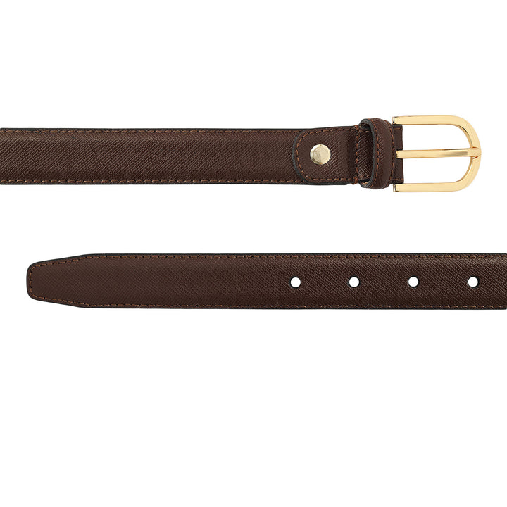 Casual Saffiano Leather Ladies Belt - Brown