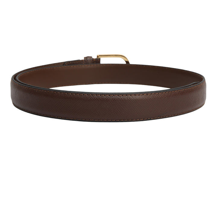 Casual Saffiano Leather Ladies Belt - Brown