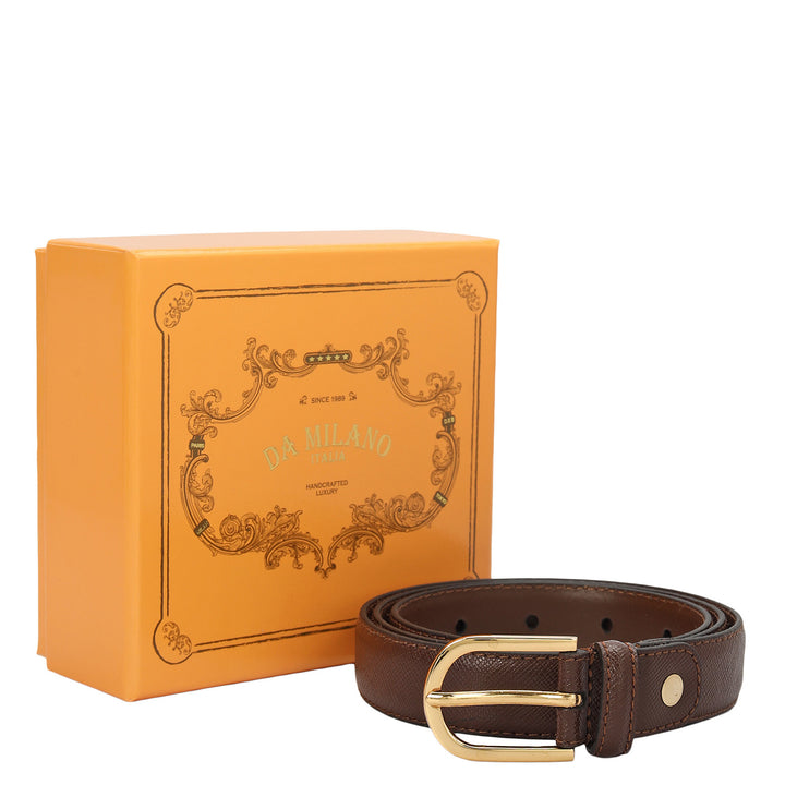 Casual Saffiano Leather Ladies Belt - Brown