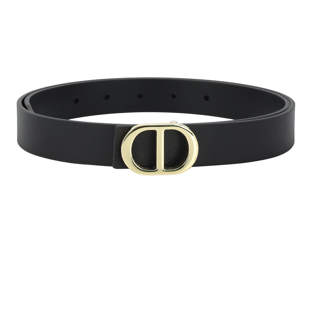 Formal Embossed Leather Ladies Belt - Black