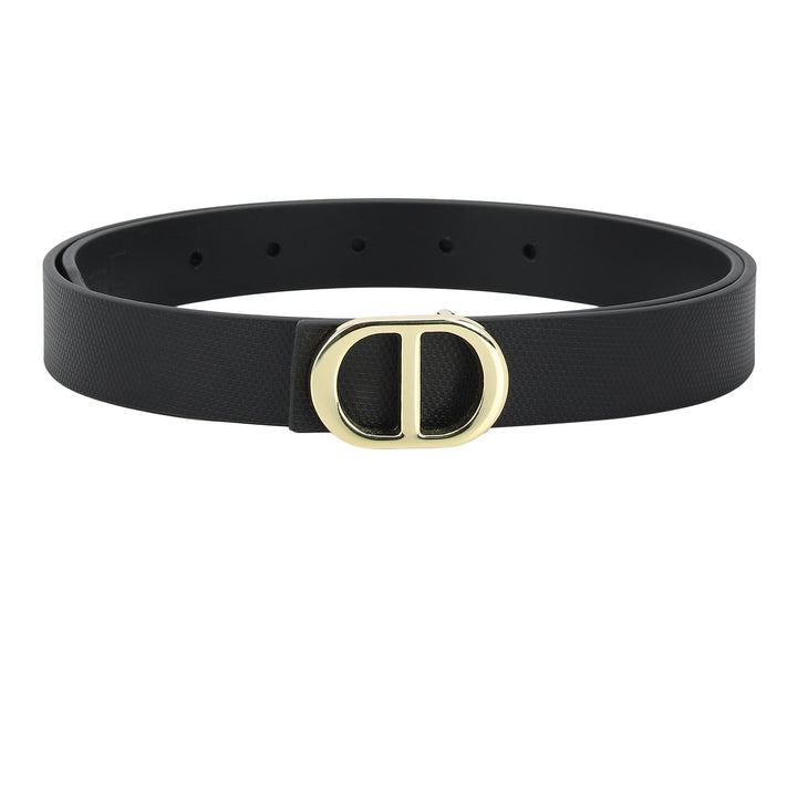 Formal Embossed Leather Ladies Belt - Black