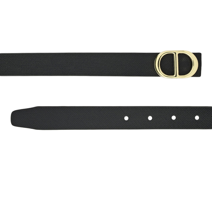 Formal Embossed Leather Ladies Belt - Black