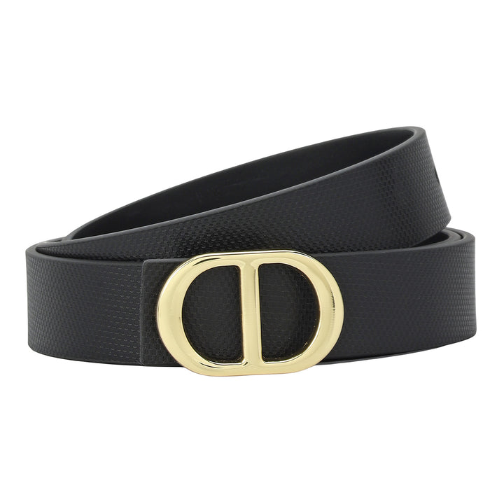 Formal Embossed Leather Ladies Belt - Black