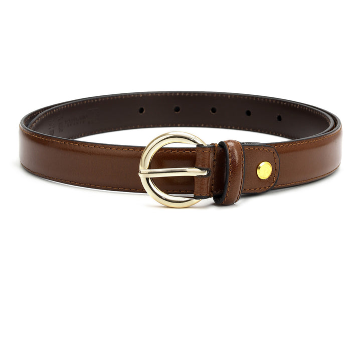 Formal Plain Leather Ladies Belt - Brown
