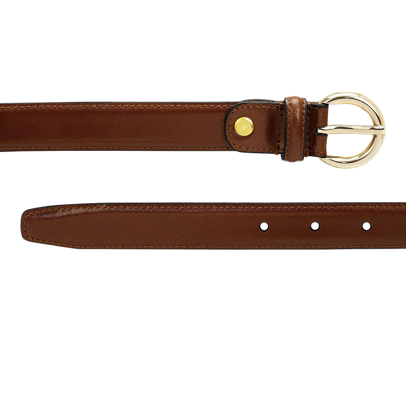 Formal Plain Leather Ladies Belt - Brown