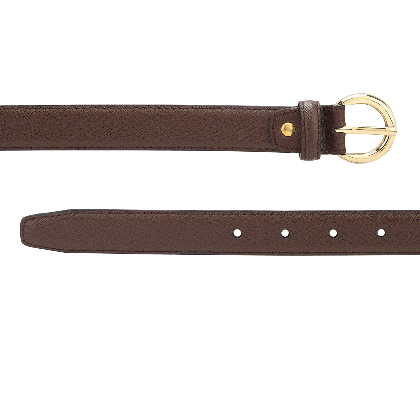 Semi Formal Saffiano Leather Ladies Belt - Brown