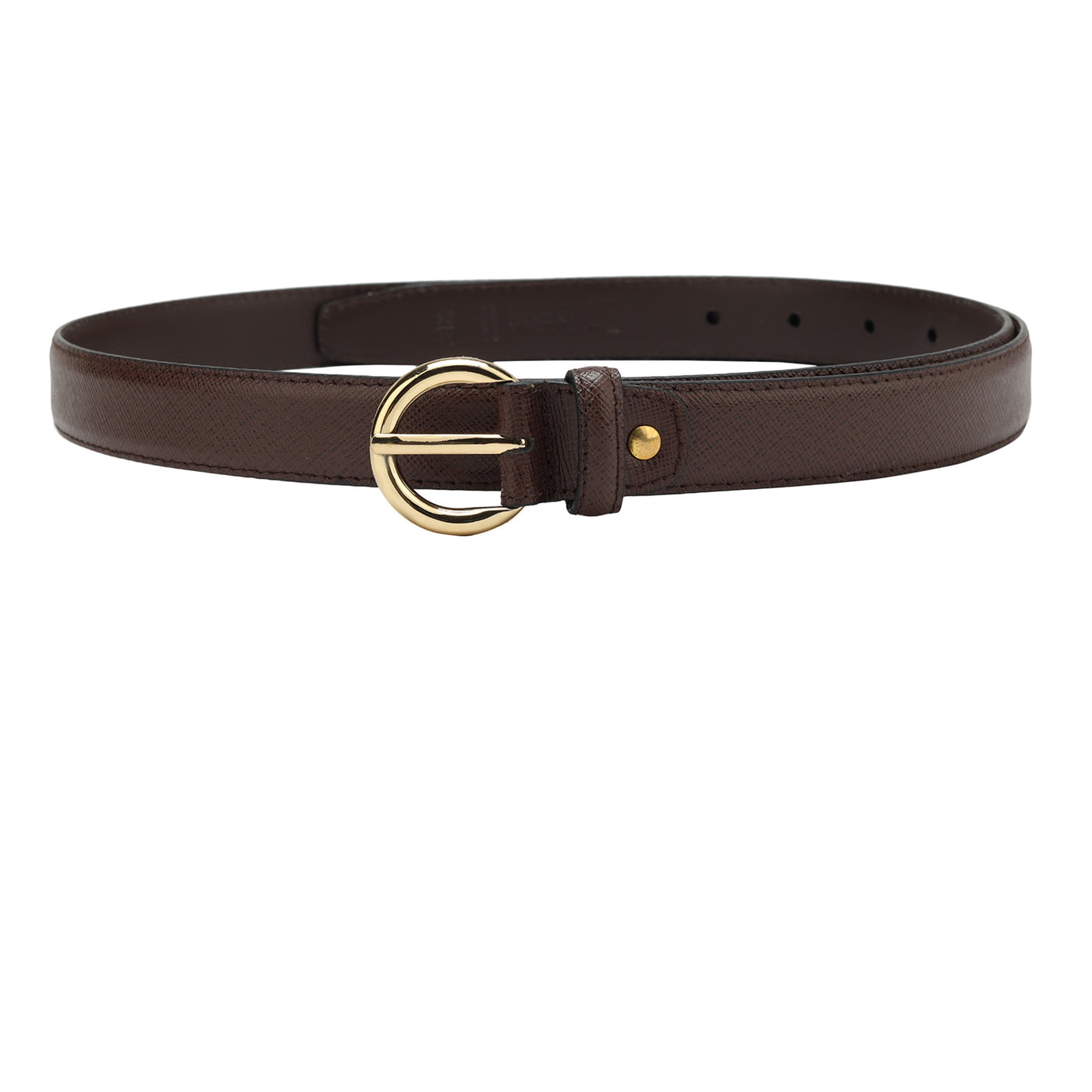 Semi Formal Saffiano Leather Ladies Belt - Brown