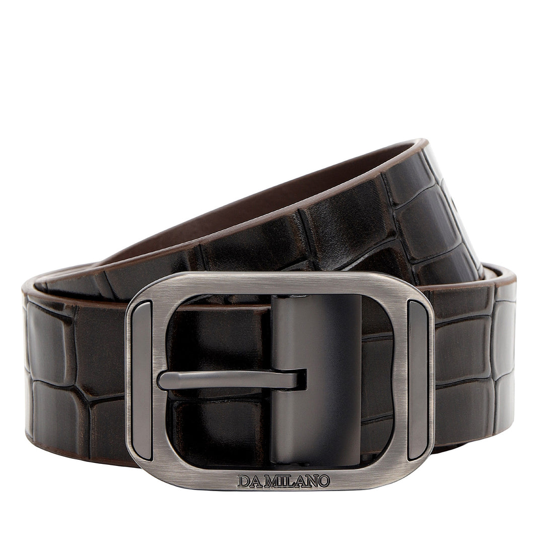 Casual Croco Leather Mens Belt-Brown