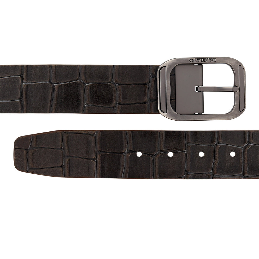 Casual Croco Leather Mens Belt-Brown