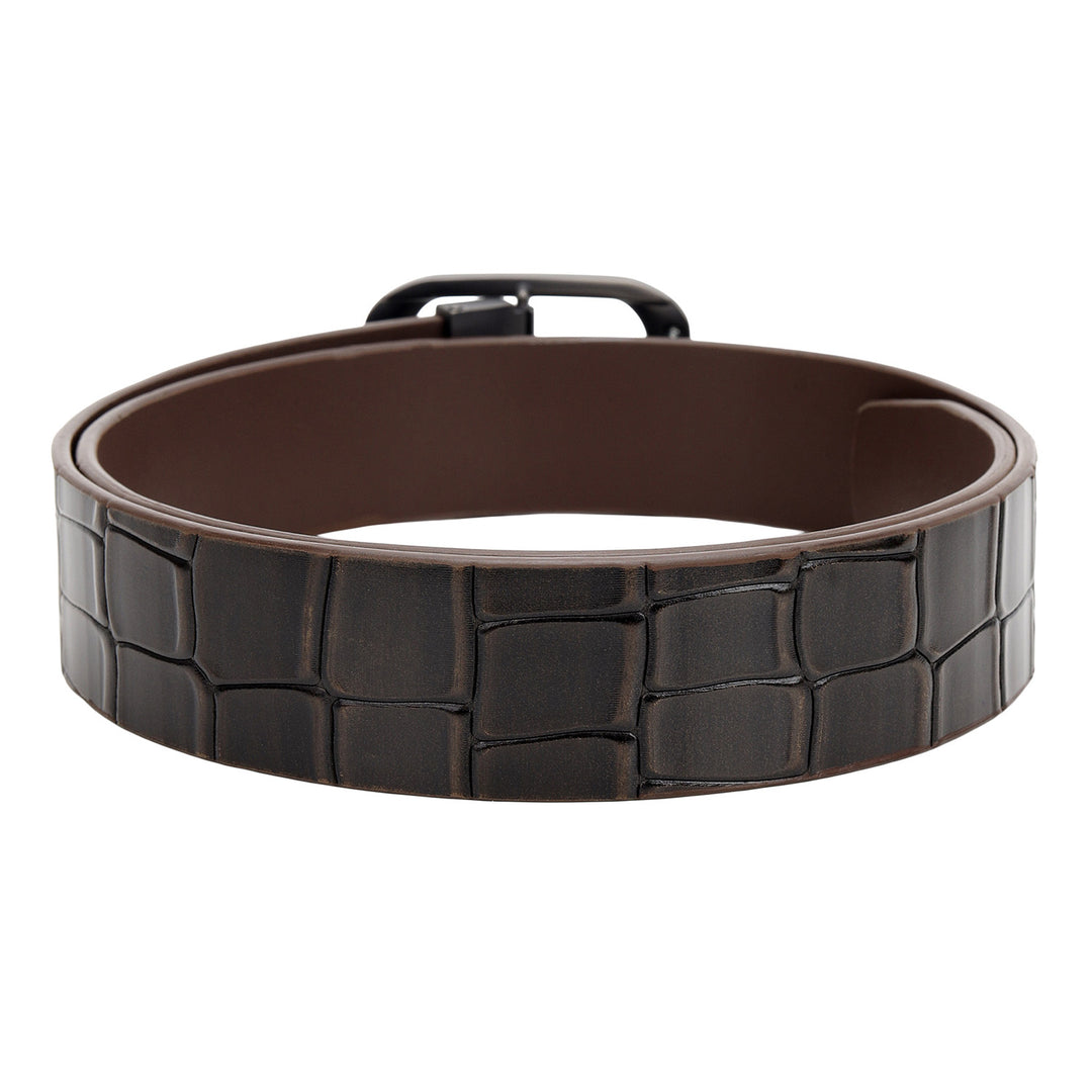 Casual Croco Leather Mens Belt-Brown
