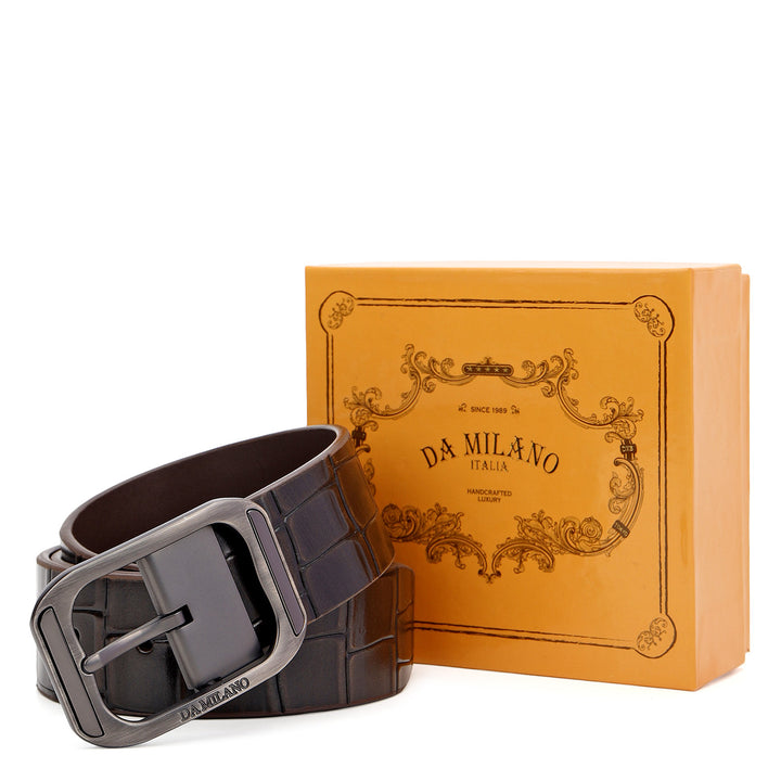 Casual Croco Leather Mens Belt-Brown