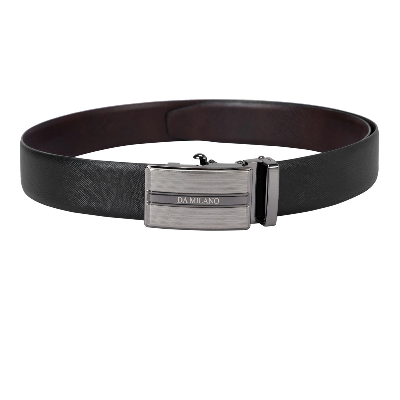 Casual Saffiano Leather Mens Belt - Black