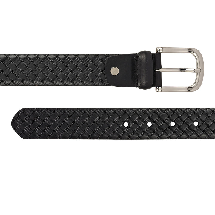 Formal Mat-Emboss Leather Mens Belt-Black
