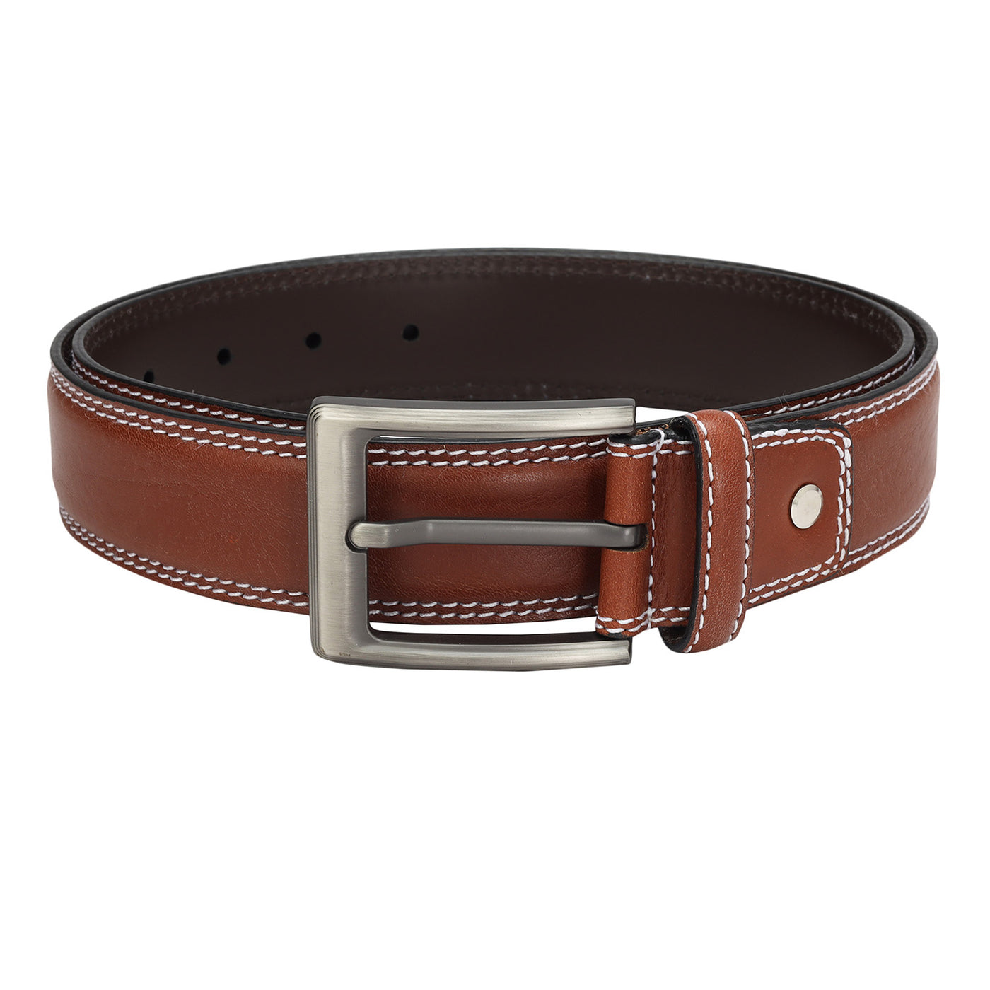 Formal Plain Leather Mens Belt - Cognac