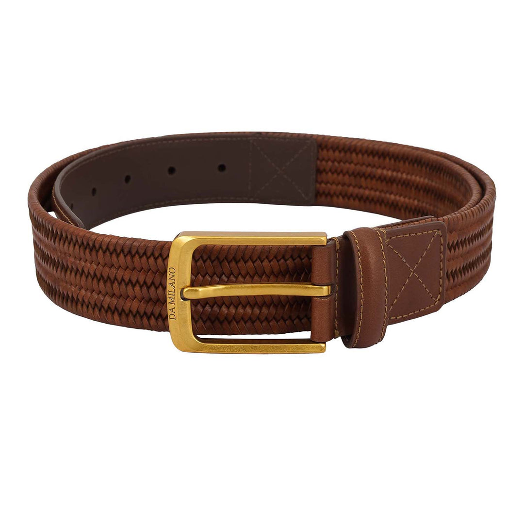 Casual Mat & Plain Leather Mens Belt - Cognac
