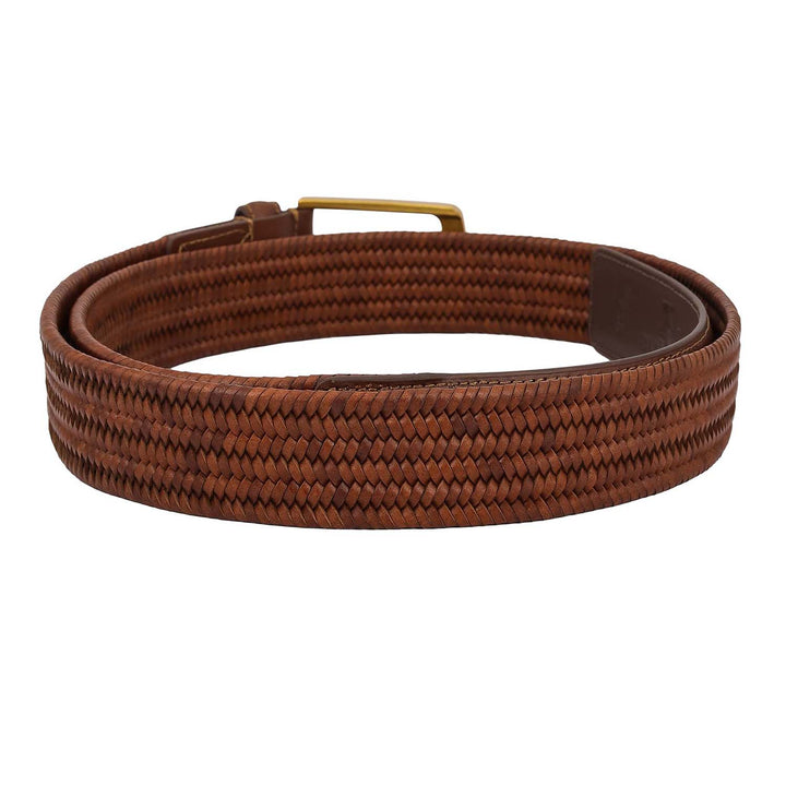 Casual Mat & Plain Leather Mens Belt - Cognac