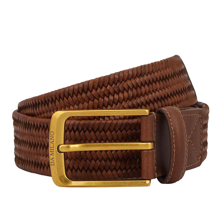 Casual Mat & Plain Leather Mens Belt - Cognac