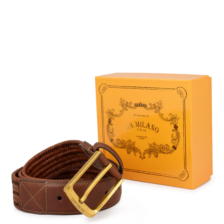 Casual Mat & Plain Leather Mens Belt - Cognac