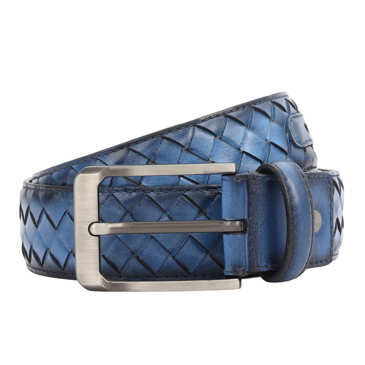 Casual Mat Leather Mens Belt-Blue