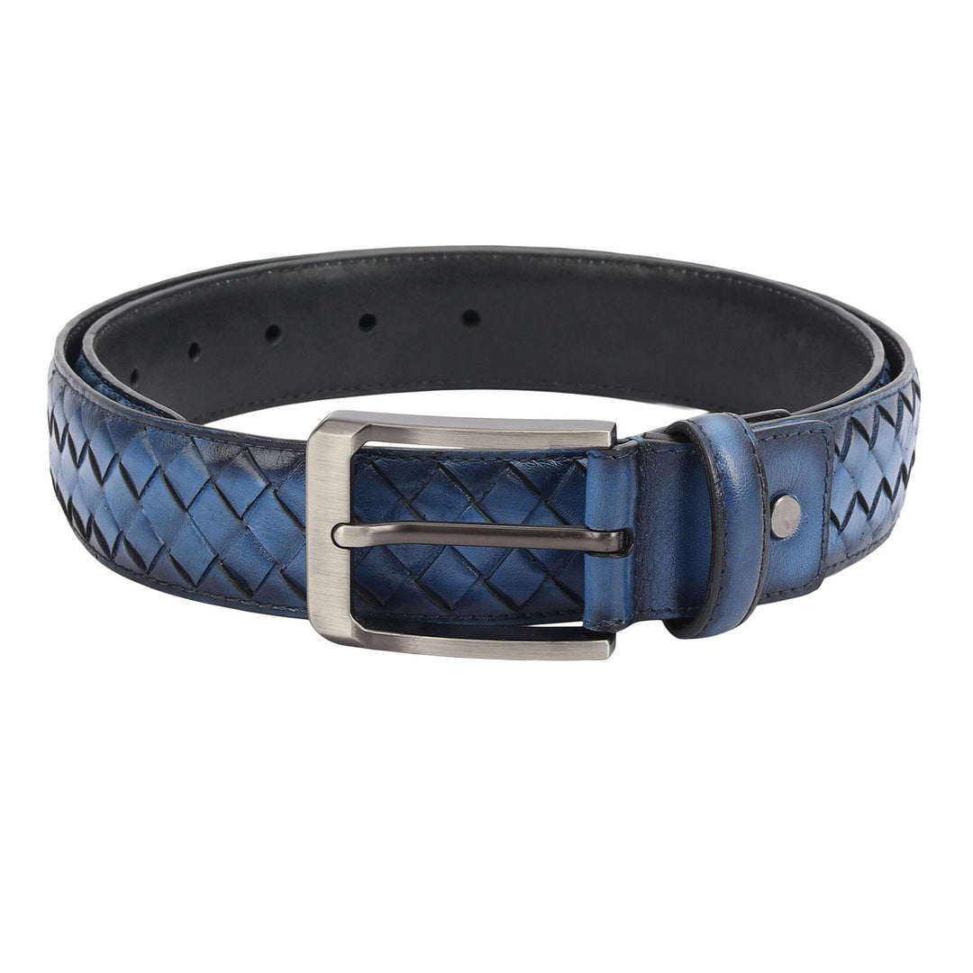 Casual Mat Leather Mens Belt-Blue