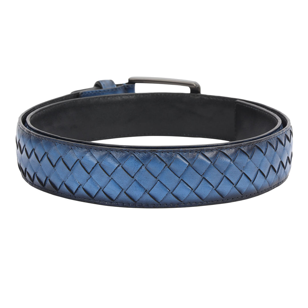 Casual Mat Leather Mens Belt-Blue