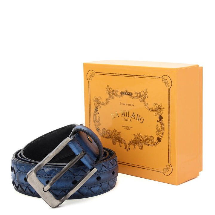 Casual Mat Leather Mens Belt-Blue