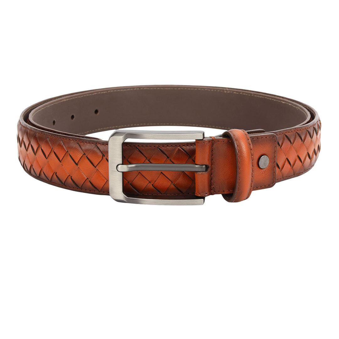 Casual Mat Leather Mens Belt-Tan